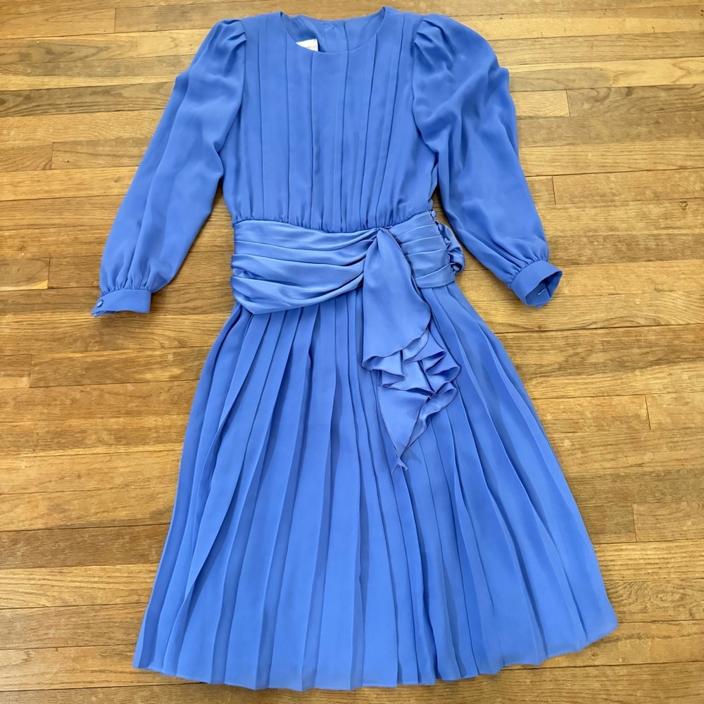 Richard Warren periwinkle blue pleated chiffon formal maxi dress size 10
 b47